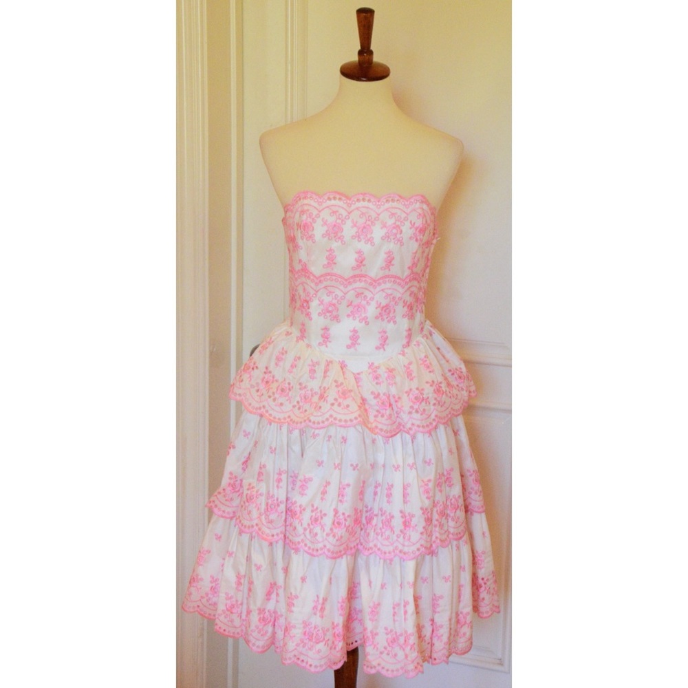 Betsey Johnson Pink and White halter dress